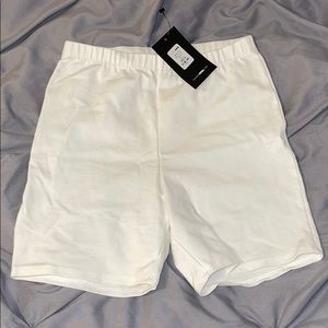 White biker shorts